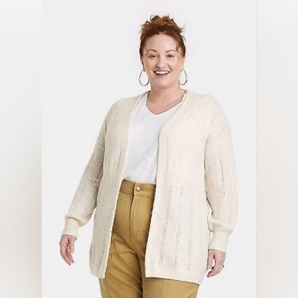 Knox Rose Long Pointelle Cardigan 2x - Picture 8 of 9